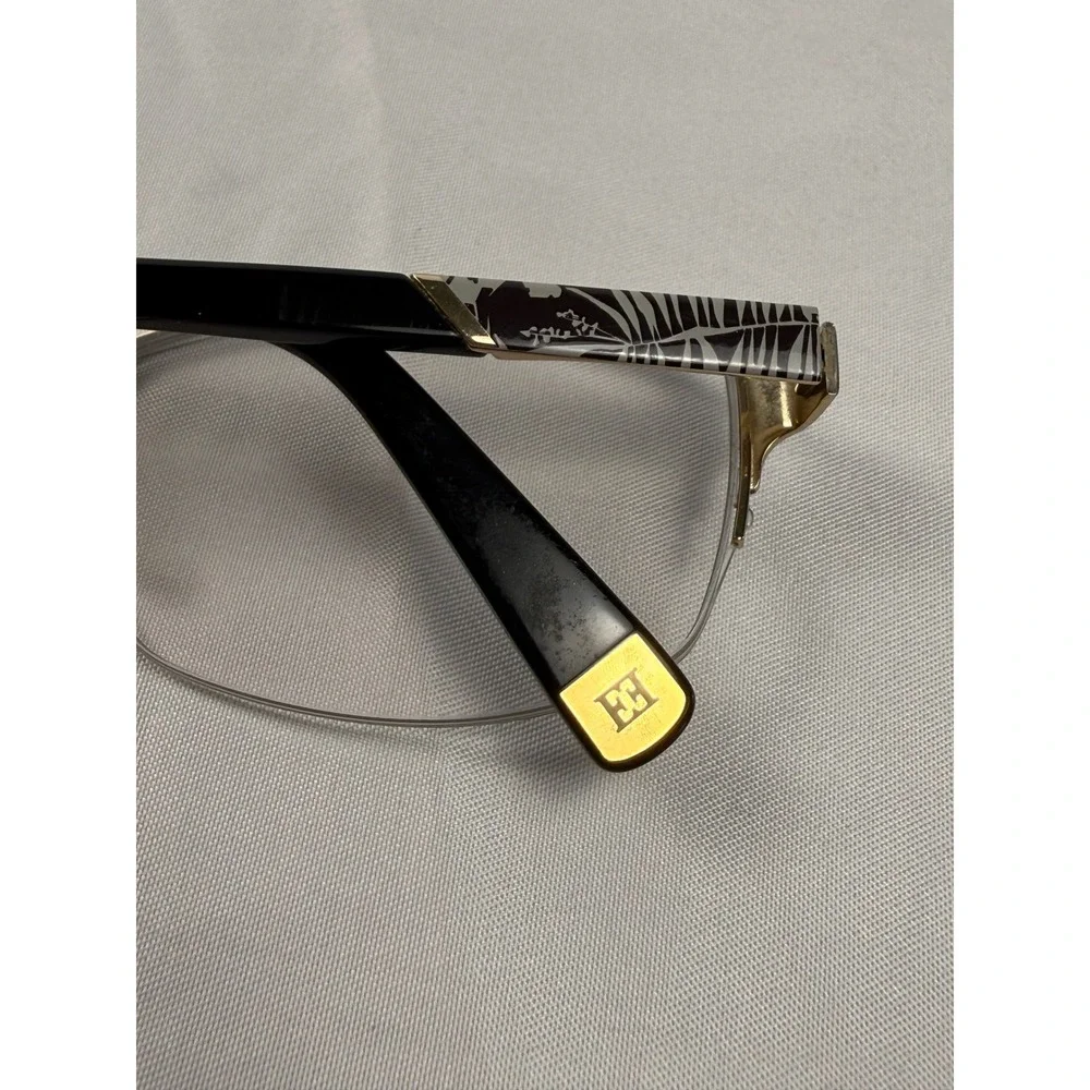 Escada Eyeglasses Frames‎ Black Gold Semi Rimless Designer 54-17